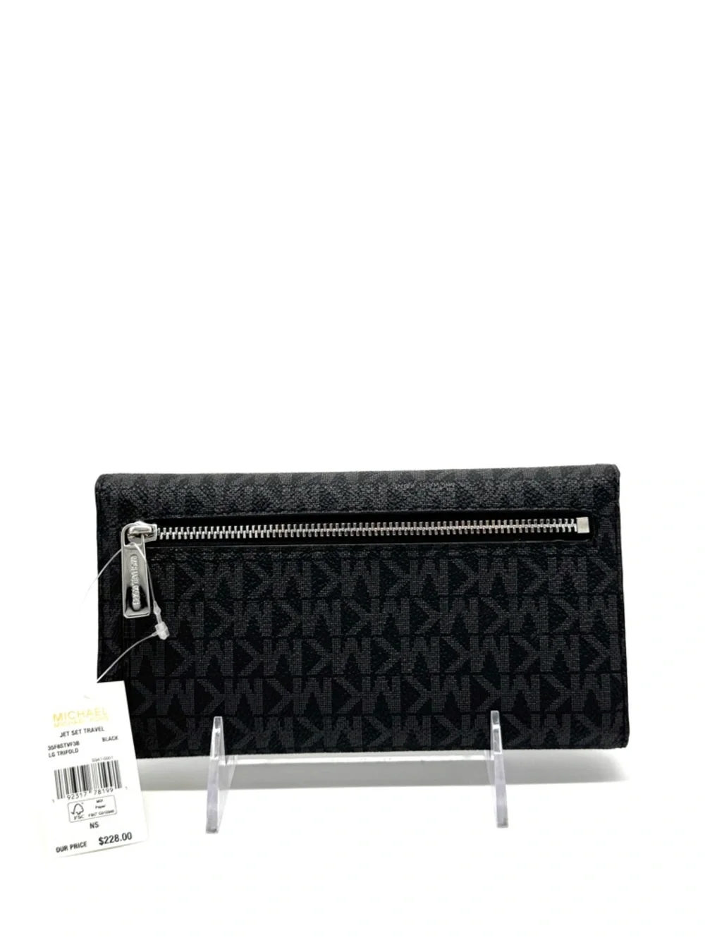 Michael Kors Large Trifold Wallet Black Signature - Picture 6 of 10